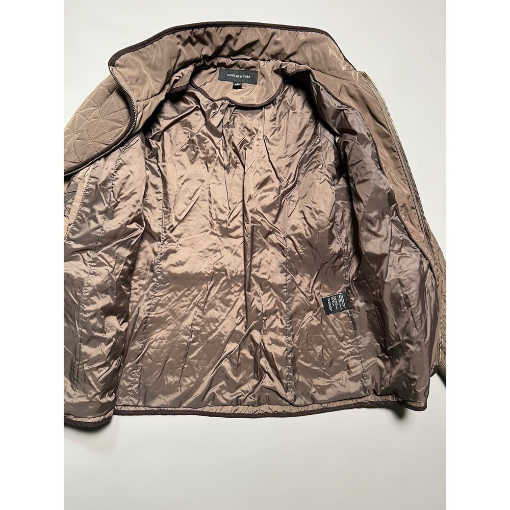 Jones‎ New York Women's Quilted Lined Zip Jacket Stand-Up Collar Brown L - Picture 5 of 7